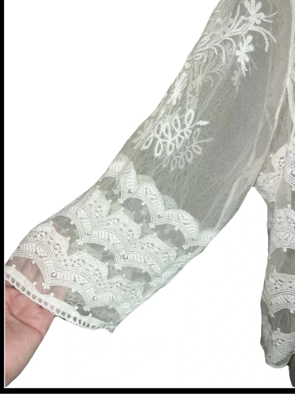 Chris McLaughlin NWT White Sheer Lace Embroidered Shrug Cardigan 3X - Picture 10 of 16